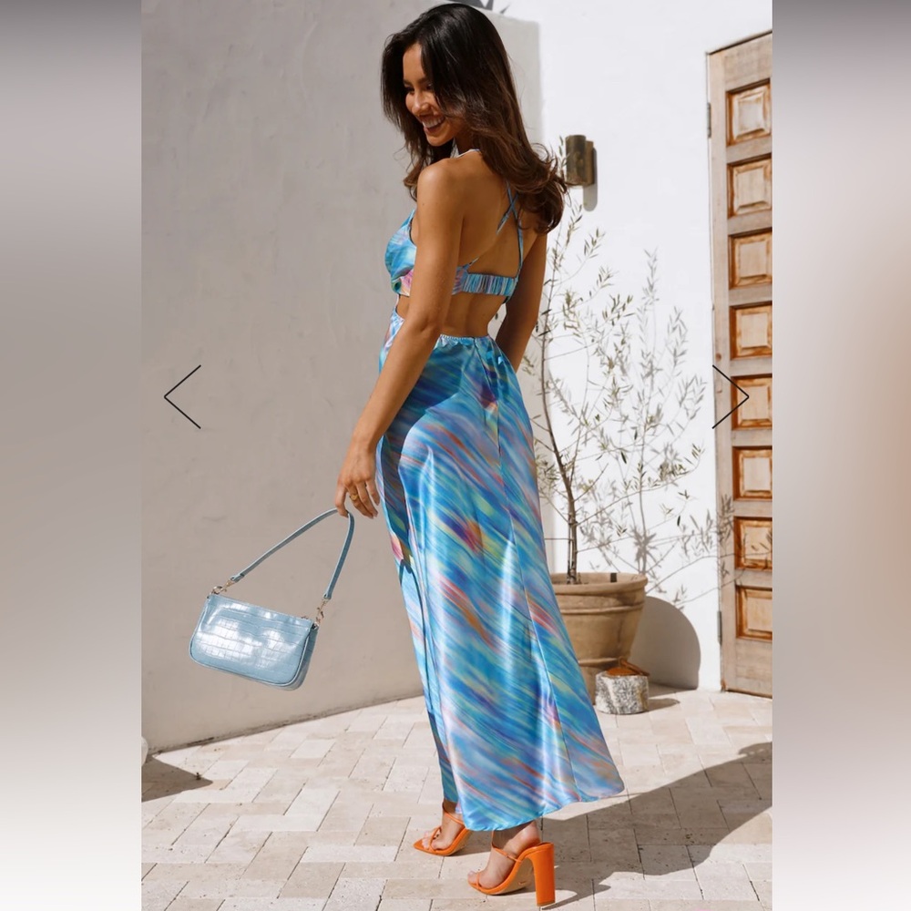 Hellomolly Aurora Rays Maxi Blue Dress